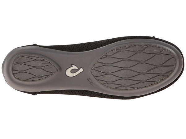 Olukai Pueo Perf Womens Ballet Flat- Black